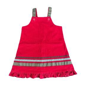 Funtasia! Too Red Corduroy Jumper Dress USA Girls Sz 3T‎ 100% Cotton Retro